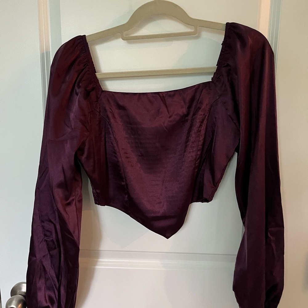 Altar'd State Red Asymmetrical Crop Blouse